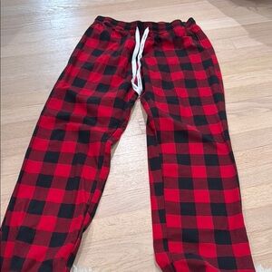 Calvin Klein Red and Black Plaid Straight Leg Pants